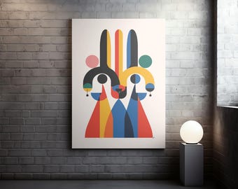 Art mural géométrique abstrait Bauhaus, option impression sur toile colorée moderne