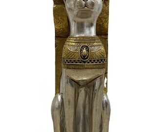 Oud-Egyptisch dier Bastet Kattengodin Gouden Pijler Levensgroot Standbeeld Prop
