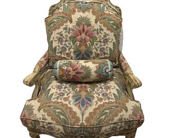 Sillón tapizado grande estilo Luis XV francés, personalizado y vintage, TFT Interiors
