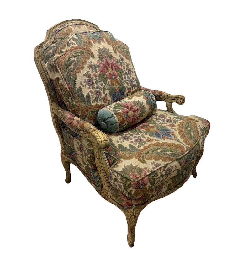 Sillón tapizado grande estilo Luis XV francés, personalizado y vintage, TFT Interiors imagen 2