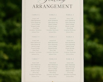 Elegant Seating Chart Template: Classic Wedding Sign Reception Decor (Digital Download)