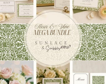 Vintage Green Floral Canva Wedding Template MEGA Bundle: Timeless Botanical Garden Stationary (Digital Download)