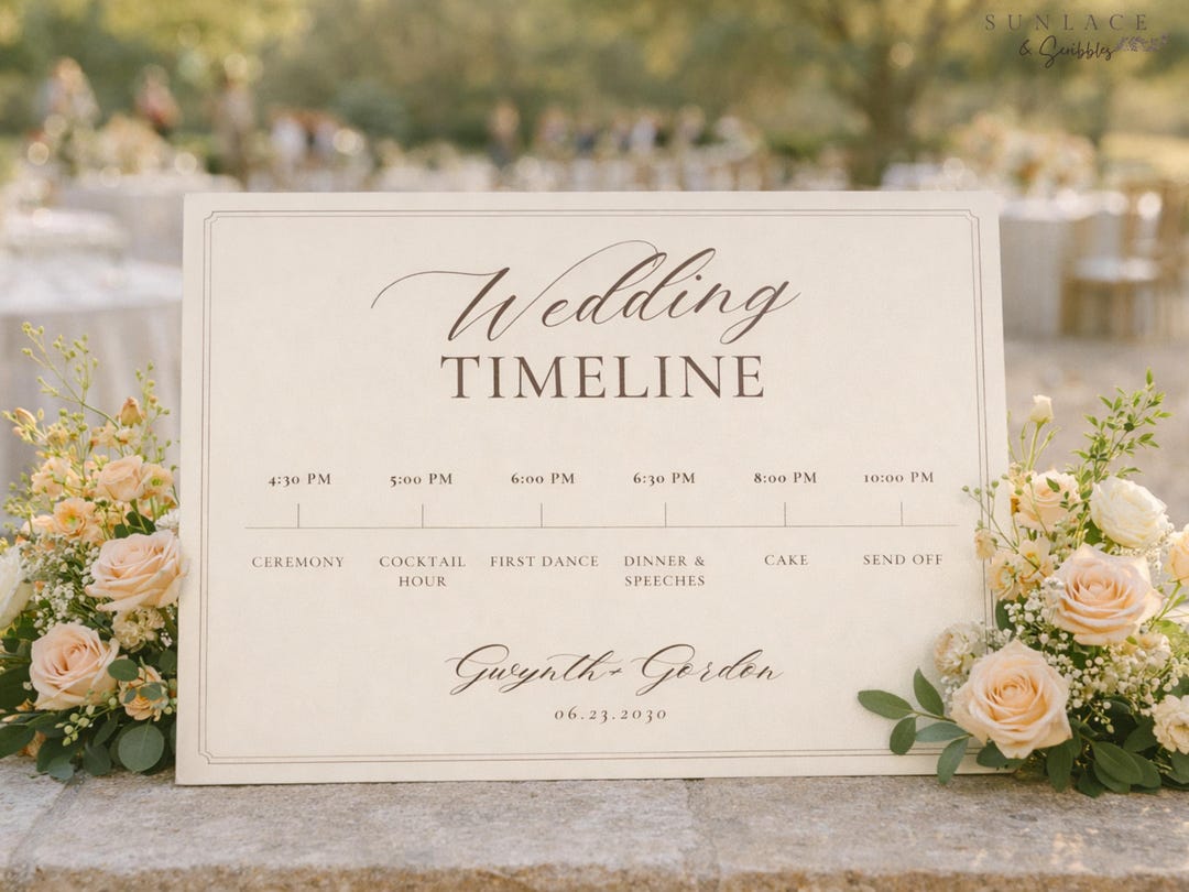 Minimalist Wedding Timeline Sign Template: Elegant Reception Decor ...