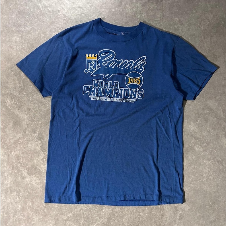 1985 Vintage Kansas City Royals World Series Blue T-Shirt -M afbeelding 1