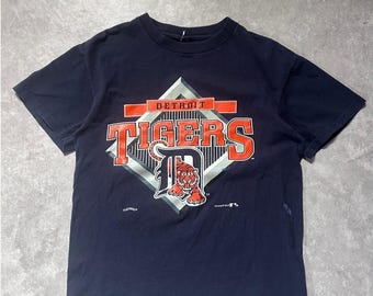 90s Vintage Detroit Tigers Navy T Shirt Size M