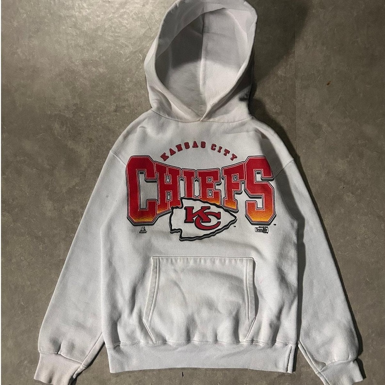 90’s Vintage Kansas City Chiefs White Hoodie -M image 1