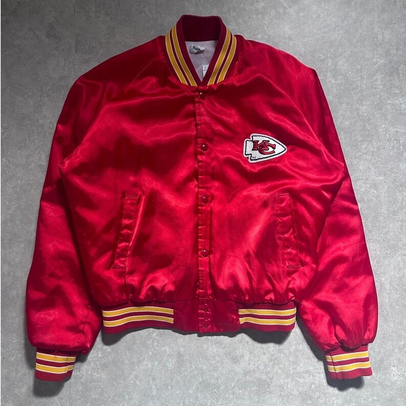 90s Vintage Kansas City Chiefs Red Satin Jacket Size M image 1