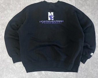 90s Vintage Northwestern University Black Starter Crewneck Size XL