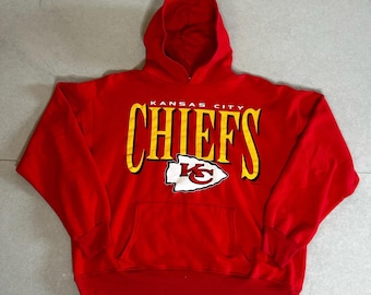 90s Vintage Kansas City Chiefs Red Hoodie Size XL