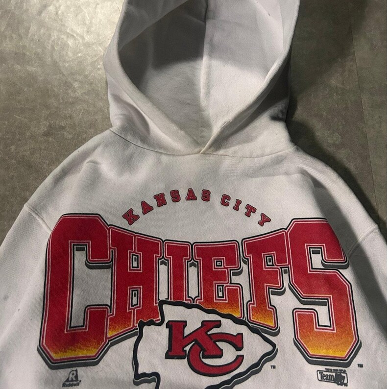 90’s Vintage Kansas City Chiefs White Hoodie -M image 2