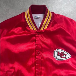 90s Vintage Kansas City Chiefs Red Satin Jacket Size M image 2