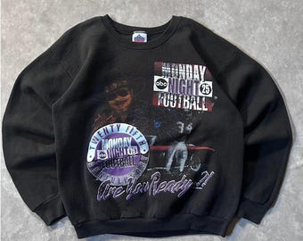 90s Vintage Monday Night Football Hank Williams Jr Black Crewneck Size L