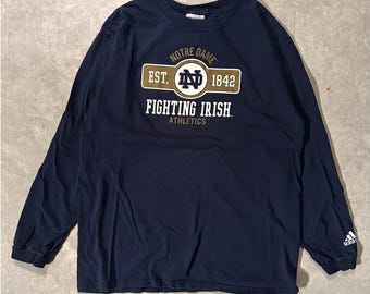 2000's Vintage Notre Dame Fighting Irish Adidas Navy Long Sleeve -S