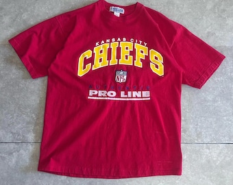 90s Vintage Kansas City Chiefs Embroidered Red T Shirt Size L