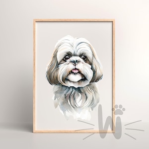 Shih Tzu Watercolor Print: Dog Lover Wall Art Digital Download