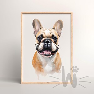 French Bulldog Watercolor Print: Frenchie Dog Lover Wall Art Digital Download