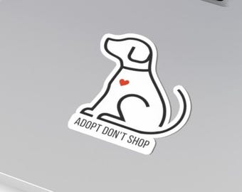 Pegatina "Adopta, no compres" / Pegatina minimalista de arte lineal de perros / Amantes de las mascotas / Conciencia sobre la adopción de perros / Calcomanías para portátiles / Regalo para amantes de los animales