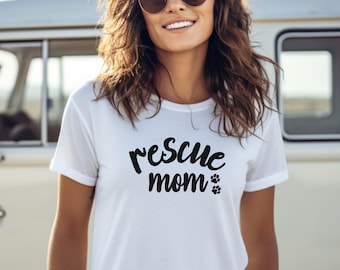 Dog Rescue Mom Shirt - Cute Paw Print T-Shirt