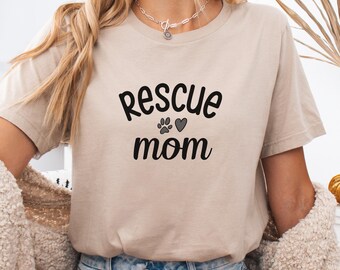 Rescue Mom Shirt: Dog Paw Heart Graphic Tee