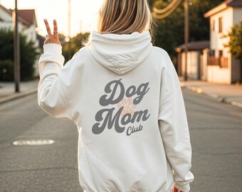Sudadera con capucha del Dog Mom Club / Estampado floral de huellas / Sudadera acogedora para amantes de las mascotas / Regalo para ella
