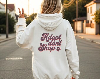 Sudadera con capucha "Adopta, no compres" / Sudadera con capucha de rescate de perros / Sudadera con capucha unisex acogedora para amantes de los perros / Regalo para mamás y papás de perros