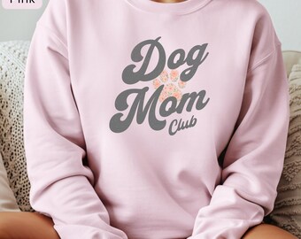 Camisa Dog Mom Club Comfort Colors® / Regalo para amantes de los perros / Sudadera de cuello redondo con estampado floral de huellas