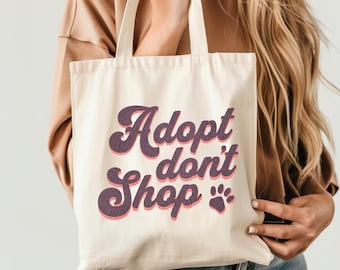 Bolsa de lona "Adopta, no compres" / Bolsa de lona "Rescate de perros" / Bolsa de compras reutilizable para amantes de los perros / Regalo para mamás y papás de perros