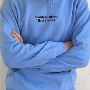 Sweat à capuche Hans Zimmer Movie : cadeau de film brodé numéro 1 Spotify