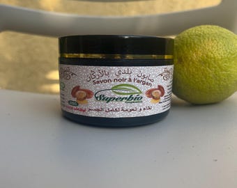 Savon Noir à L'Argan Du Maroc 250g - 100% Naturel, Exfoliant Et Adoucissant - ARGANIC BEAUTY