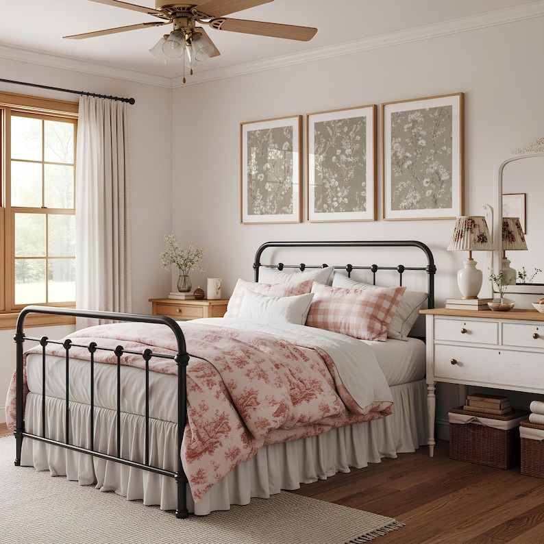 Botanical Wall Art Set of 3 - Neutral Beige Prints, Digital Download, Muted Decor