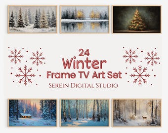 Vintage Winter Frame TV Art Bundle | Holiday Decor for Samsung TVs | Christmas Art Set