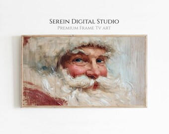 Portrait vintage du père Noël - Art du cadre de la télévision de Noël (téléchargement numérique)