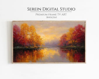 Autumn Lake Landscape Oil Painting for Samsung Frame TV (Digital Download)