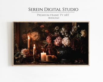 Dark Academia Floral Art | Vintage Flower Painting for Samsung Frame | Moody Botanical Decor