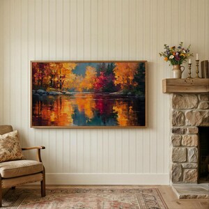 Samsung Frame TV Art Autumn Landscape, Fall Wall Decor, Cottagecore Scene, 4K Digital Artwork for Living Room and Seasonal Decor