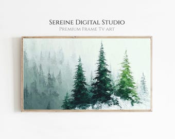 Winter Forest Samsung Frame TV Art – Vintage Christmas Landscape (Digital Download)