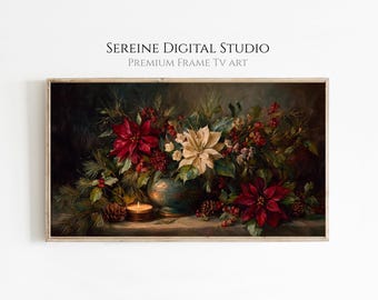 Decoración navideña estilo cottagecore / Descarga digital de arte vintage para TV / Arte clásico botánico melancólico para TV Samsung Frame