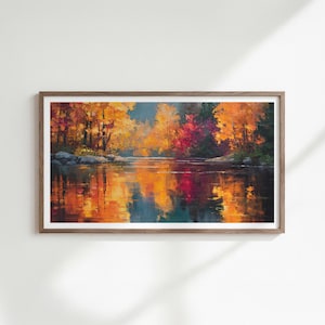 Samsung Frame TV Art Autumn Landscape, Fall Wall Decor, Cottagecore Scene, 4K Digital Artwork for Living Room and Seasonal Decor