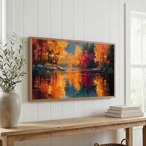 Samsung Frame TV Art Autumn Landscape, Fall Wall Decor, Cottagecore Scene, 4K Digital Artwork for Living Room and Seasonal Decor