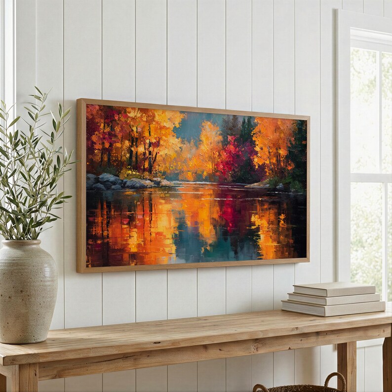 Samsung Frame TV Art Autumn Landscape, Fall Wall Decor, Cottagecore Scene, 4K Digital Artwork for Living Room and Seasonal Decor