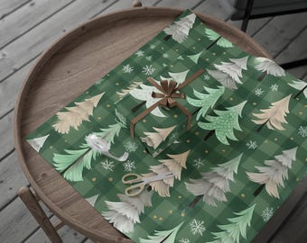 Christmas Tree Wrapping Paper, Holiday Gift Wrap, Winter Tree Pattern, Eco-Friendly Wrap for All Occasions, Festive Present Packaging