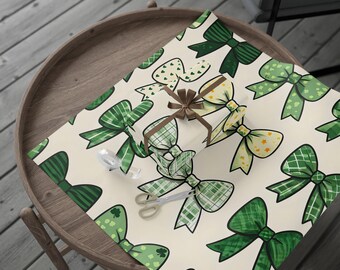 Green Christmas Wrapping Paper: Big Bow, Modern Holiday Theme