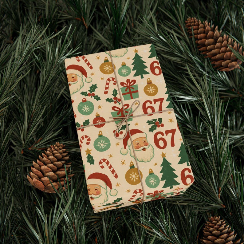 Papier cadeau Père Noël rétro, papier d'art 90 g image 1
