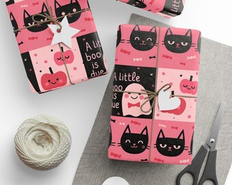 Cute Halloween Baby Shower Wrapping Paper, Pink Ghost Wrapping Paper, A Little Boo Is Due, Its Your Booday