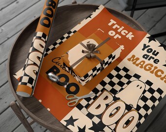 Spooky Checkered Halloween Wrapping Paper: Trick or Treat Gift Wrap
