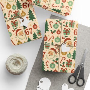 Papier cadeau Père Noël rétro, papier d'art 90 g image 4