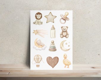 Onesie Decorating Kit Neutral Baby Theme | Iron On Transfers | DIY Baby Shower Activity, Baby Shower Game, Onesie Making, Baby Bibs