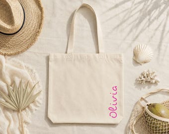 Custom Cotton Canvas Island Name Tote Bag | Bach Island | Girls Trip | Bachelorette Favor Bags | Bach Island Theme | Pink Island Script