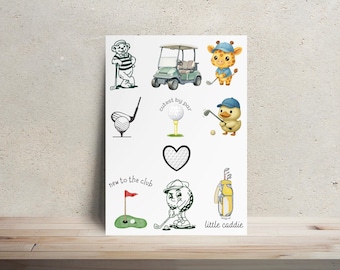 Onesie Decorating Kit Golf Theme | Iron On Transfers | Baby Shower Activity, Game, Personalized Onesie, Custom Baby Onesie