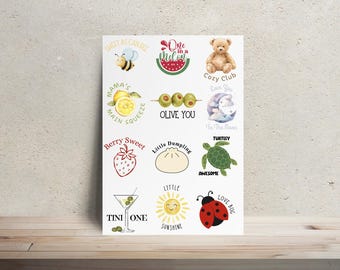 Onesie Decorating Kit - Puns and Phrases | Iron On Transfers | DIY Baby Shower Activity, Baby Shower Game, Onesie Making, Baby Bib